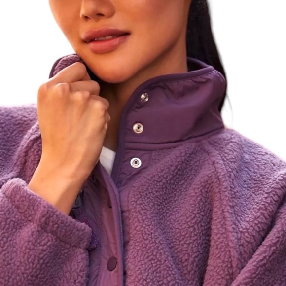 Free People Hit The Slopes Fleece Jacket Blackberry - Picture 4 of 6